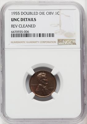 1955 1C Doubled Die Obverse FS-101 BN Lincoln Cent Details NGC MS60