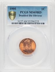 1995 1C DBL DIE RD Lincoln Cent PCGS MS69