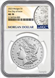 2023 Morgan and Peace Silver Dollar 2pc Set FDI NGC MS70