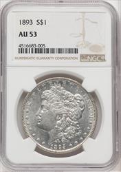 1893 $1 Brown Label Morgan Dollar NGC AU53
