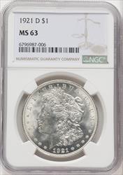 1921-D $1 Morgan Dollar NGC MS63