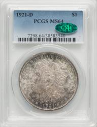 1921-D $1 CAC Morgan Dollar PCGS MS64