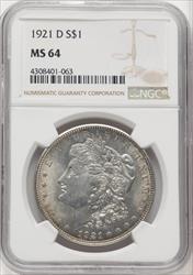 1921-D $1 Morgan Dollar NGC MS64