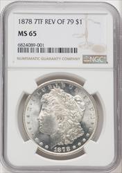 1878 7TF $1 Reverse of 1879 Mike Castle Morgan Dollar NGC MS65