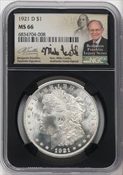 1921-D $1 Mike Castle Blk Core Franklin Series Morgan Dollar NGC MS66
