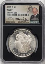 1885-O $1 Mike Castle Blk Core Franklin Series Morgan Dollar NGC MS67