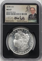 1878-S $1 Mike Castle Blk Core Franklin Series Morgan Dollar NGC MS67