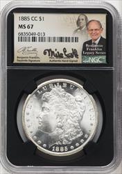 1885-CC $1 Mike Castle Blk Core Franklin Series Morgan Dollar NGC MS67