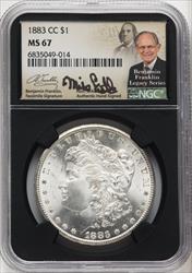 1883-CC $1 Mike Castle Blk Core Franklin Series Morgan Dollar NGC MS67