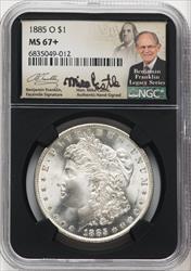 1885-O $1 Mike Castle Blk Core Franklin Series Morgan Dollar NGC MS67+