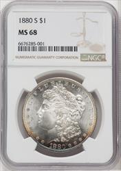 1880-S $1 Brown Label Morgan Dollar NGC MS68