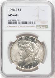 1928-S $1 Peace Dollar NGC MS64+