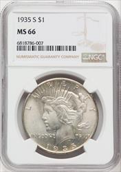 1935-S $1 Peace Dollar NGC MS66