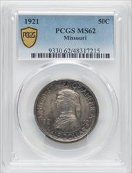 1921 50C Missouri Commemorative Silver PCGS MS62