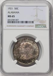 1921 50C Alabama Commemorative Silver NGC MS65