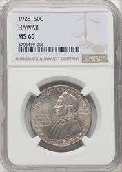 1928 50C Hawaiian Commemorative Silver NGC MS65