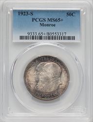 1923-S 50C Monroe Commemorative Silver PCGS MS65+