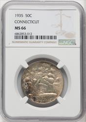 1935 50C Connecticut Commemorative Silver NGC MS66