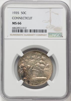 1935 50C Connecticut Commemorative Silver NGC MS66