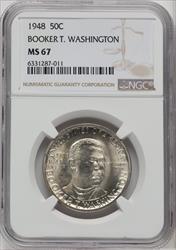 1948 50C Booker T. Washington Commemorative Silver NGC MS67