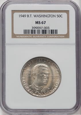 1949 50C Booker T. Washington Commemorative Silver NGC MS67