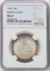 1936 50C Rhode Island Commemorative Silver NGC MS67