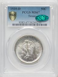 1935-D 50C Texas CAC Commemorative Silver PCGS MS67