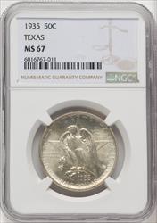 1935 50C Texas Commemorative Silver NGC MS67