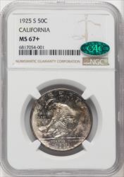 1925-S 50C California CAC Commemorative Silver NGC MS67+