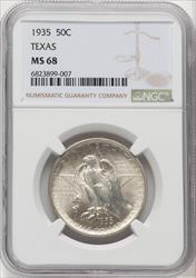 1935 50C Texas Commemorative Silver NGC MS68