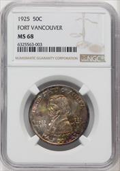 1925 50C Vancouver Commemorative Silver NGC MS68