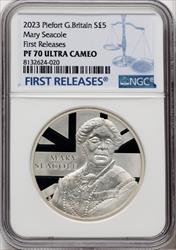 Charles III silver Proof Piefort “Mary Seacole” 5 Pounds 2023 PR70 Ultra Cameo NGC World Coins NGC MS70