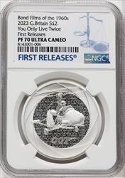 Charles III silver Proof  You Only Live Twice  2 Pounds (1 oz) 2023 PR70 Ultra Cameo NGC World Coins NGC MS70