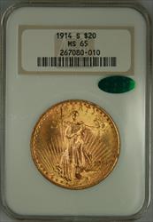 1914-S $20 St Gaudens MS65 NGC CAC