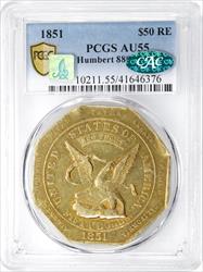 1851 TERRITORIAL - CALIFORNIA GOLD $50 RE