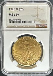 1925-D $20 St Gaudens MS64+ NGC