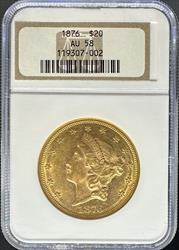 1876 $20 Liberty AU58 NGC
