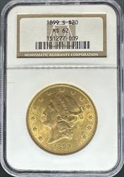 1899-S $20 Liberty MS62 NGC