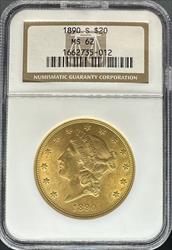 1890-S $20 Liberty MS62 NGC