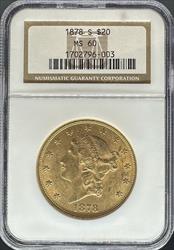 1878-S $20 Liberty MS60 NGC