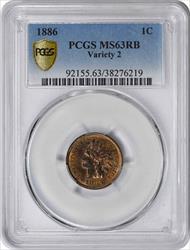 1886 Indian Cent Variety 2 MS63RB PCGS