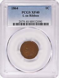 1864 Indian Cent L on Ribbon EF40 PCGS