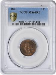 1871 Indian Cent MS64RB PCGS