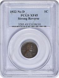 1922-PL Lincoln Cent Strong Reverse No D EF45 PCGS