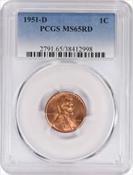 1951-D Lincoln Cent MS65RD PCGS
