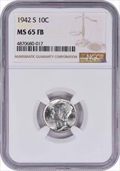 1942-S Mercury Silver Dime MS65FB NGC