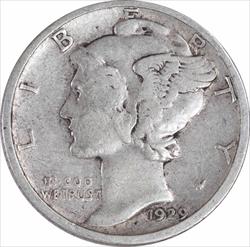 1929-S Mercury Silver Dime EF Uncertified