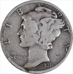 1931-D Mercury Silver Dime F Uncertified