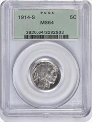 1914-S Buffalo Nickel MS64 PCGS