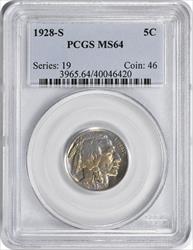 1928-S Buffalo Nickel MS64 PCGS